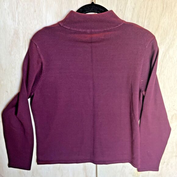 Pendleton Silk Turtleneck Sweater Shirt Blouse Womens Medium Petite Plum Purple - Picture 6 of 8